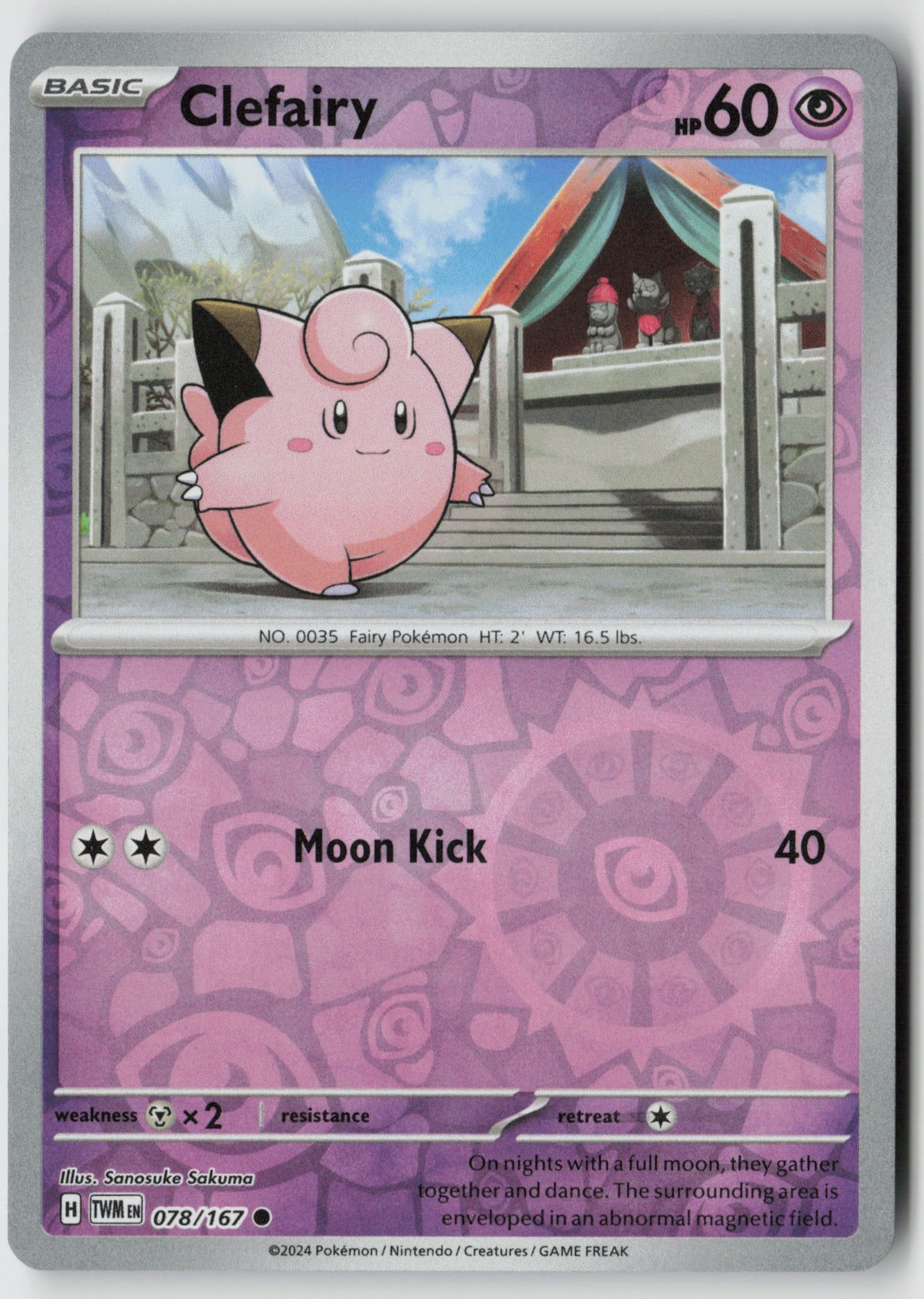 Clefairy 078/167 SV06: Twilight Masquerade Common Reverse Holo NM