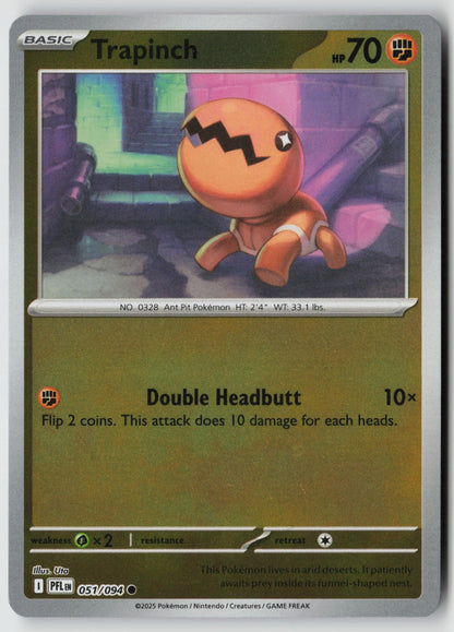 Trapinch 051/094 ME02: Phantasmal Flames Common Reverse Holo NM Uta