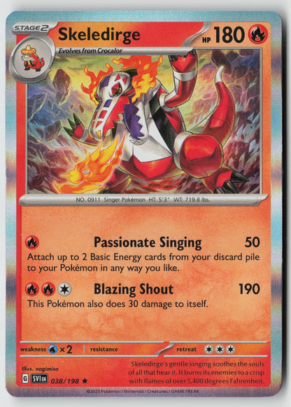Skeledirge 038/198 SV01: Scarlet & Violet Base Set Rare Holo NM akagi