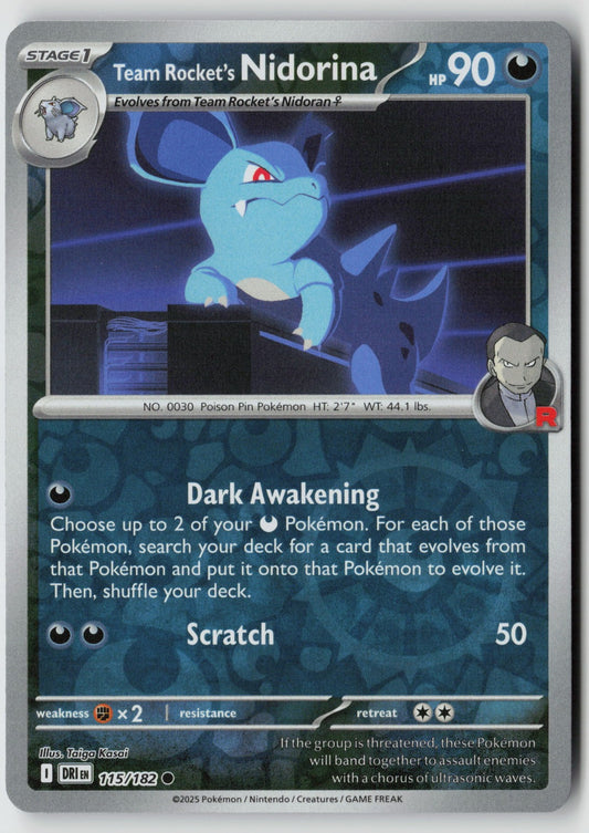Team Rocket's Nidorina 115/182 SV10: Destined Rivals Common Reverse Holo NM