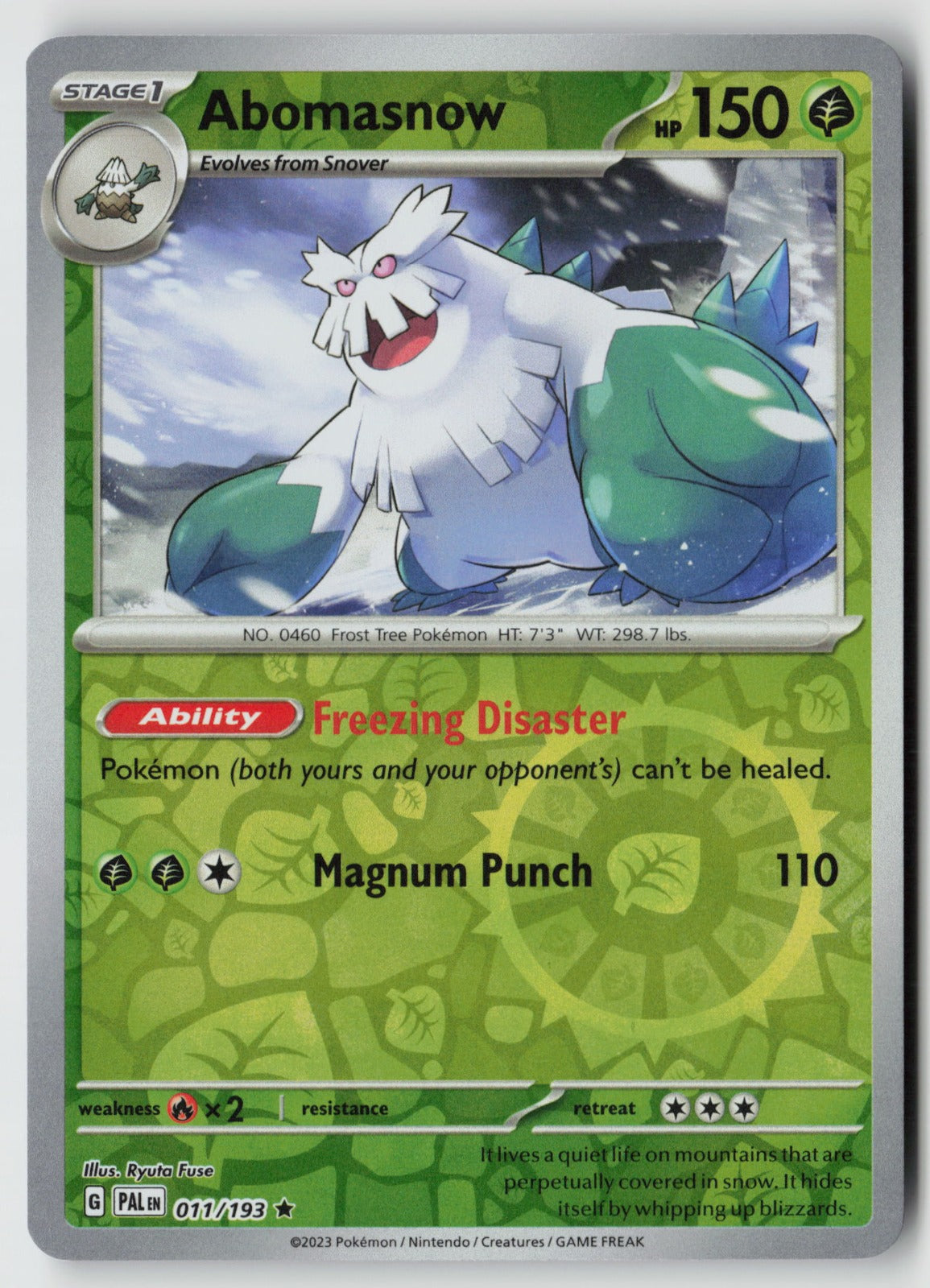 Abomasnow 011/193 SV02: Paldea Evolved Rare Reverse Holo NM Ryuta Fuse