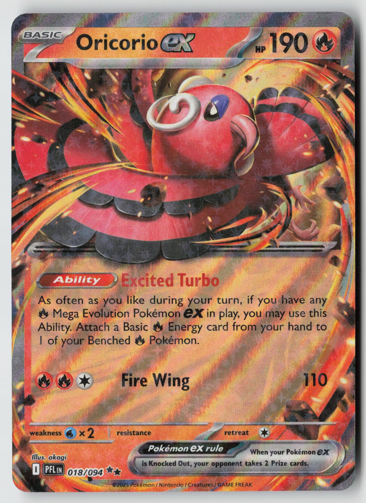 Oricorio ex 018/094 ME02: Phantasmal Flames Double Rare Holo NM akagi