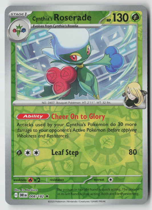 Cynthia's Roserade 008/182 SV10: Destined Rivals Rare Reverse Holo NM