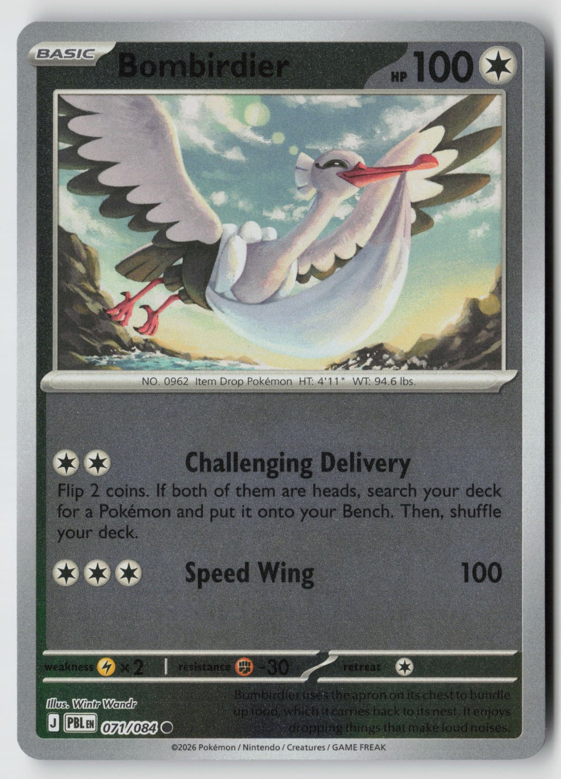 Bombirdier 071/084 ME05: Pitch Black Common Reverse Holo NM Wintr Wandr