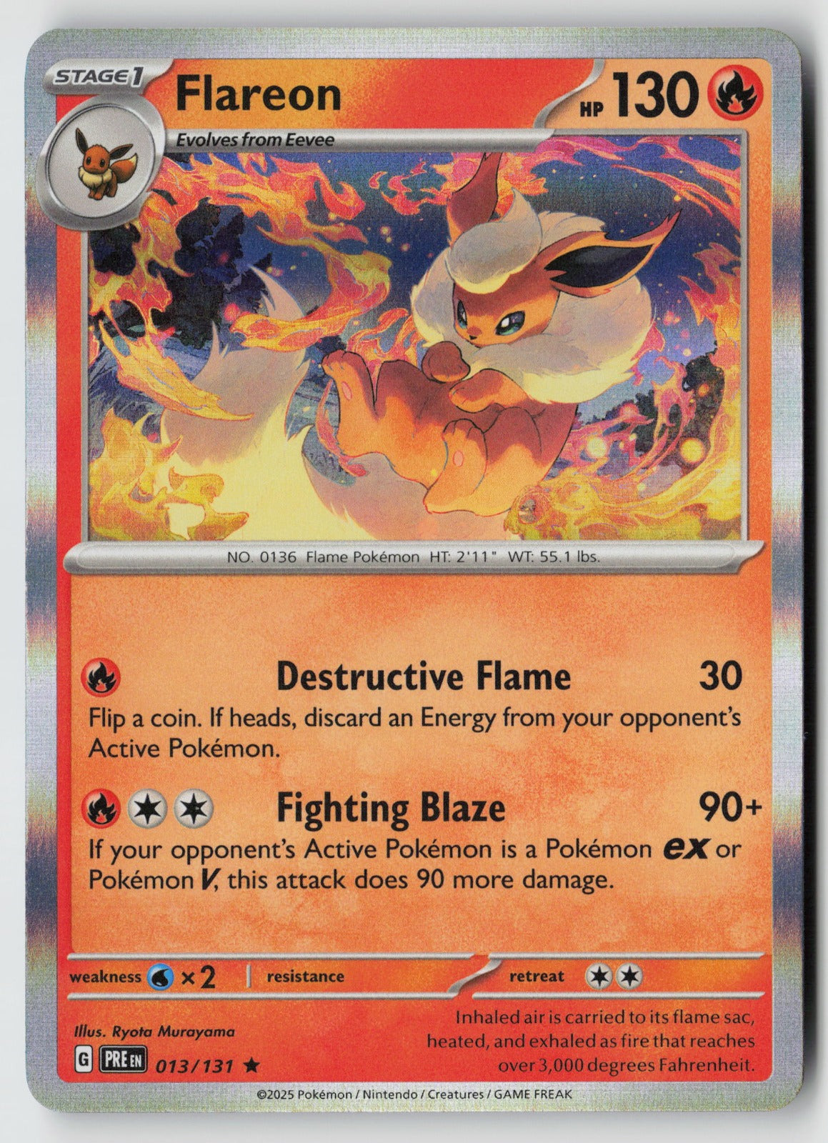 Flareon 013/131 SV: Prismatic Evolutions Rare Holo NM Ryota Murayama