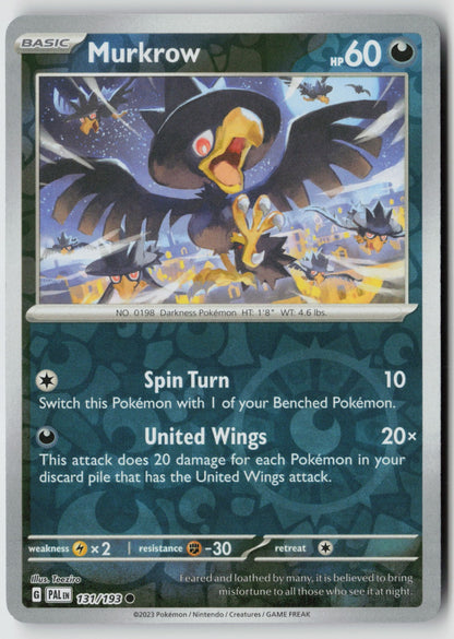 Murkrow 131/193 SV02: Paldea Evolved Common Reverse Holo NM Teeziro
