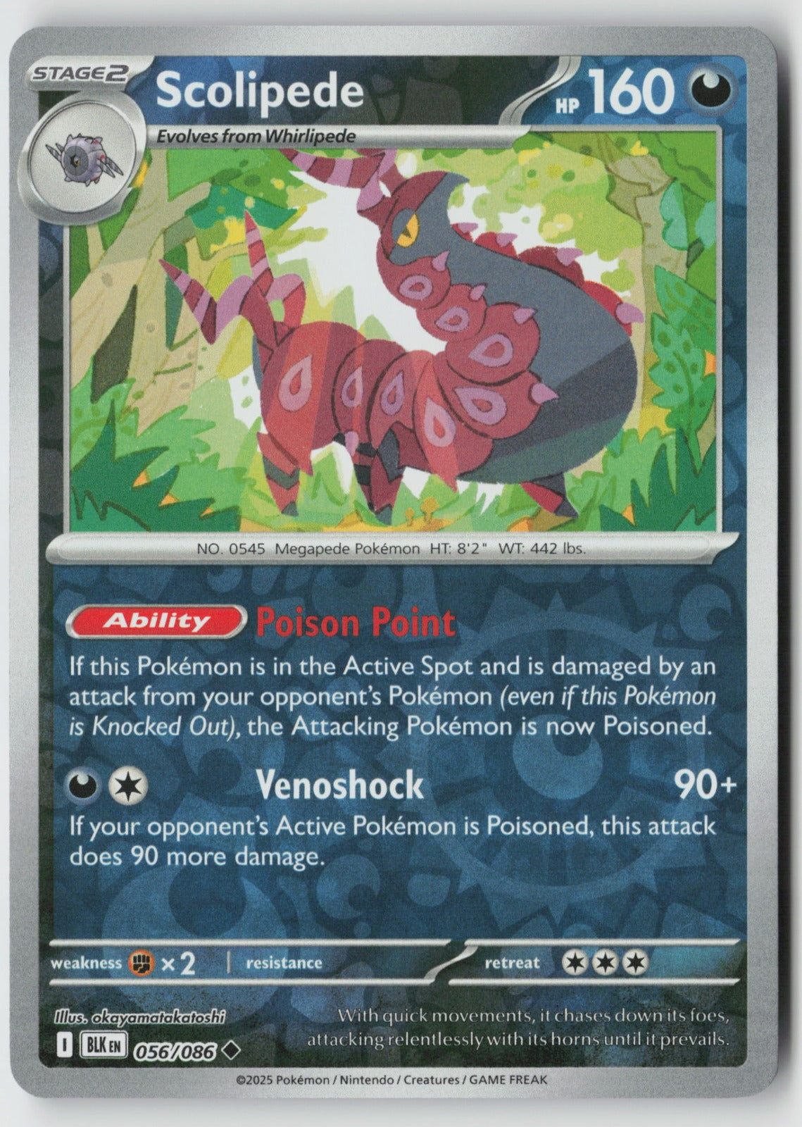 Scolipede 056/086 SV: Black Bolt Uncommon Reverse Holo NM okayamatakatoshi