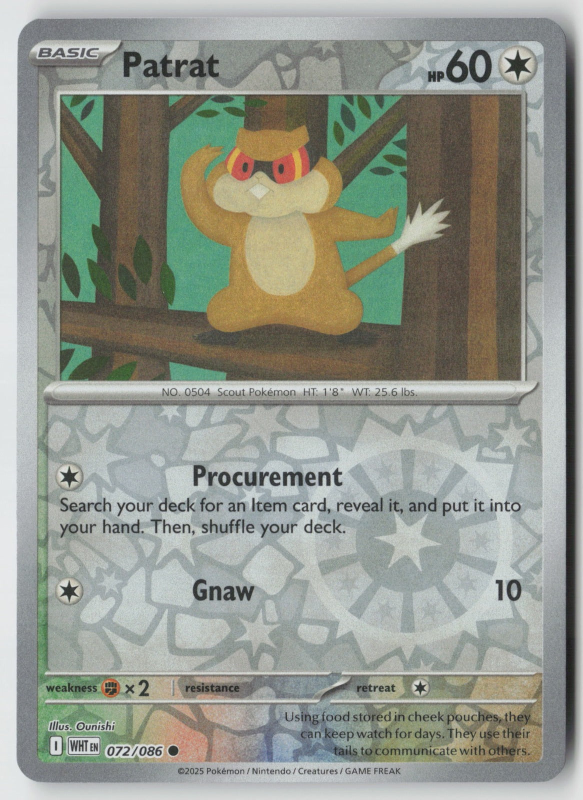 Patrat 072/086 SV: White Flare Common Reverse Holo NM Ounishi