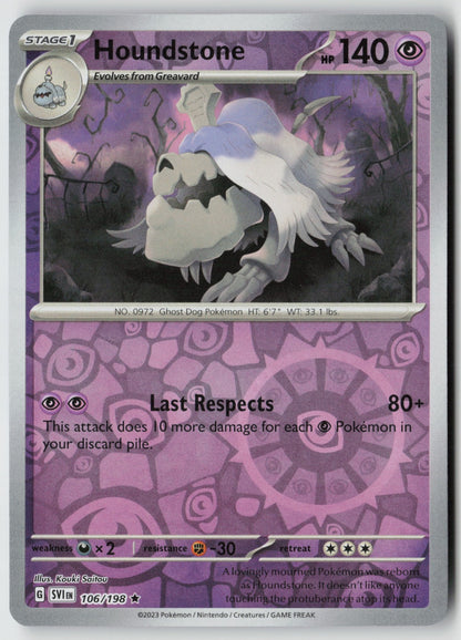Houndstone 106/198 SV01: Scarlet & Violet Base Set Rare Reverse Holo NM