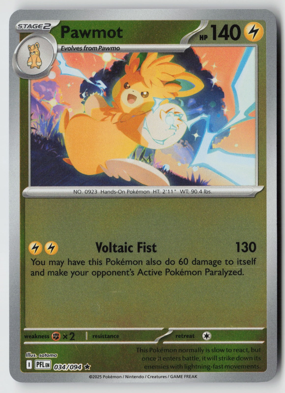 Pawmot 034/094 ME02: Phantasmal Flames Rare Reverse Holo NM satoma