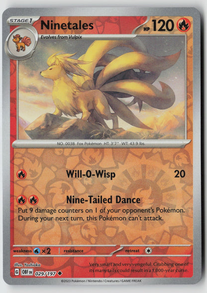 Ninetales 029/197 SV03: Obsidian Flames Uncommon Reverse Holo NM Yoshioka