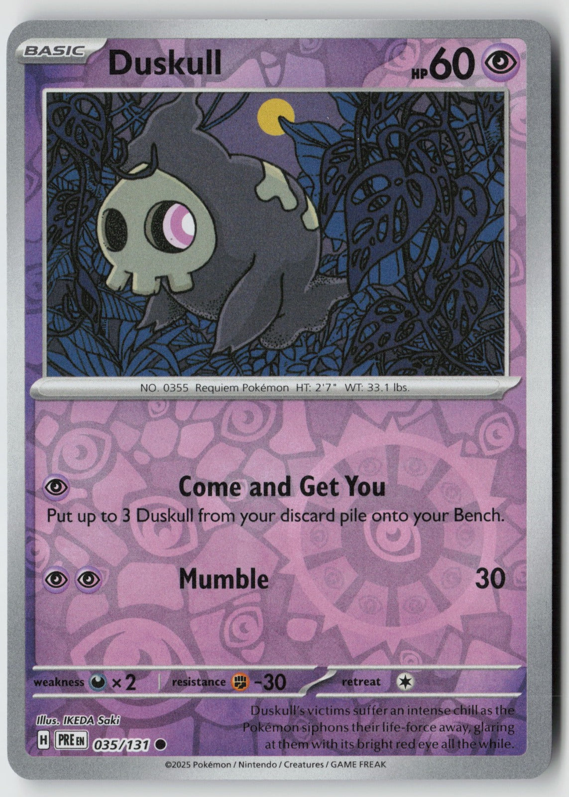 Duskull 035/131 SV: Prismatic Evolutions Common Reverse Holo NM IKEDA Saki