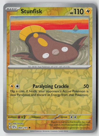 Stunfisk 064/191 SV08: Surging Sparks Common Reverse Holo NM Miki Tanaka