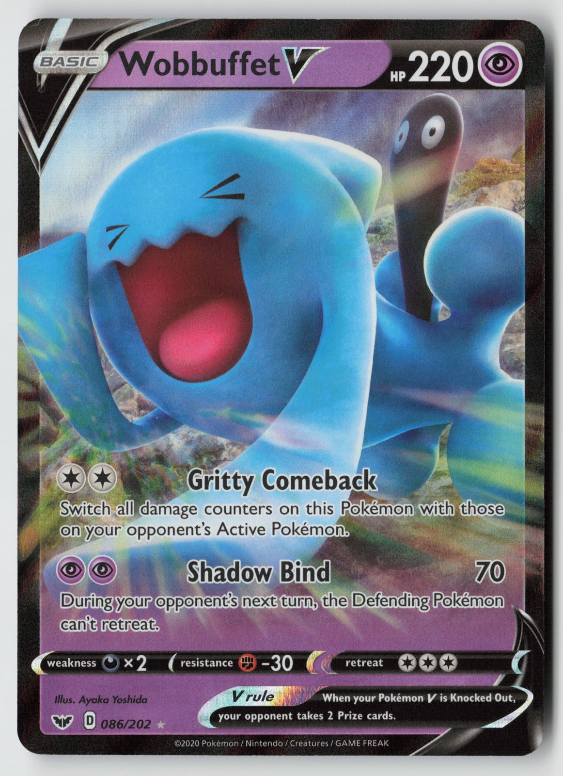 Wobbuffet V 086/202 SWSH01: Sword & Shield Base Set Ultra Rare Holo NM