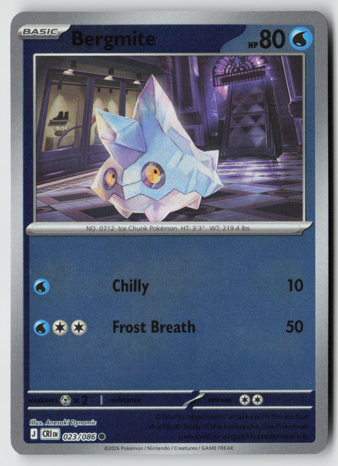 Bergmite 023/086 ME04: Chaos Rising Common Reverse Holo NM Anesaki Dynamic