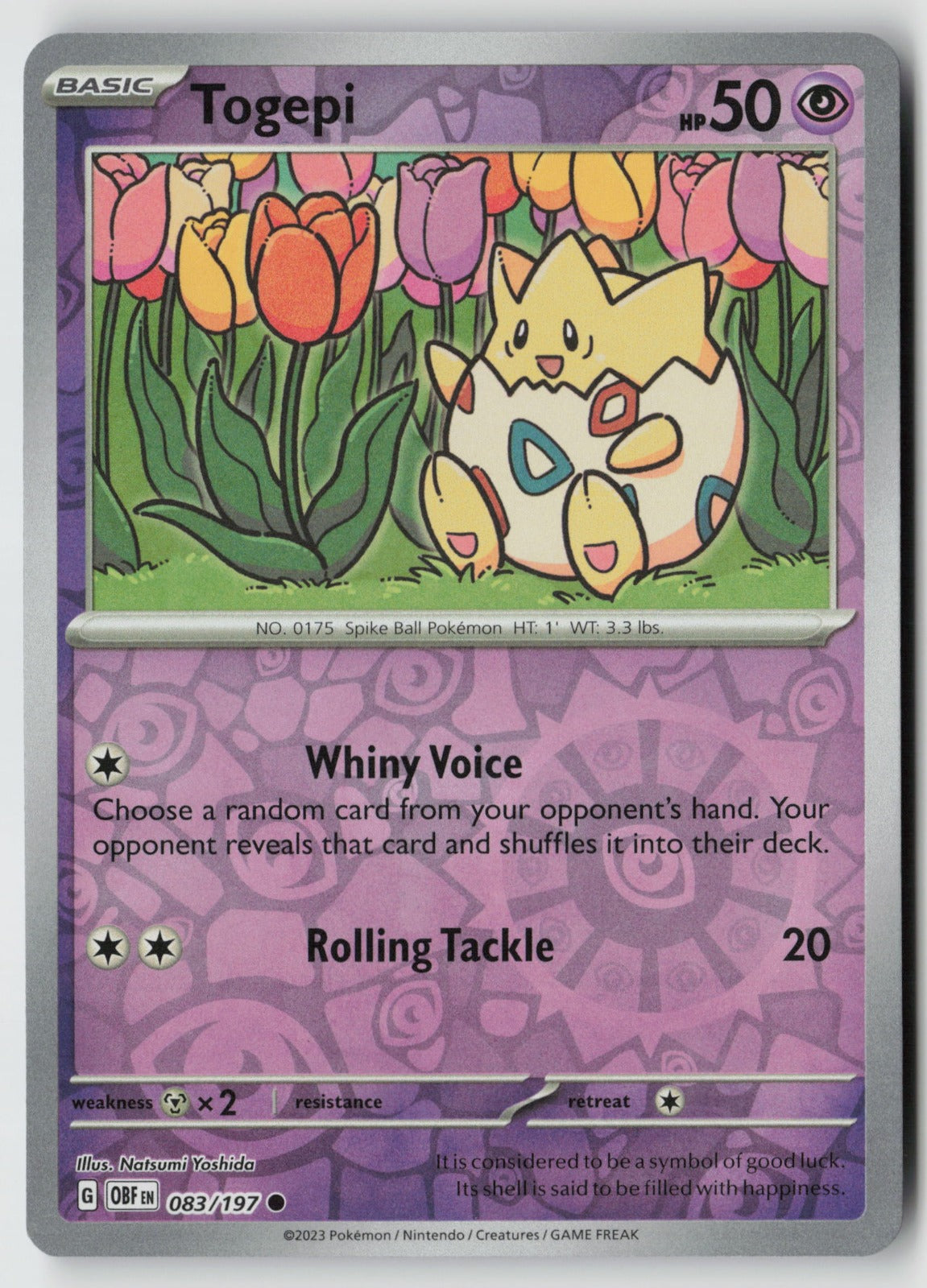 Togepi 083/197 SV03: Obsidian Flames Common Reverse Holo NM Natsumi Yoshida