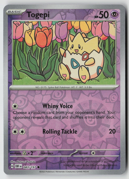 Togepi 083/197 SV03: Obsidian Flames Common Reverse Holo NM Natsumi Yoshida