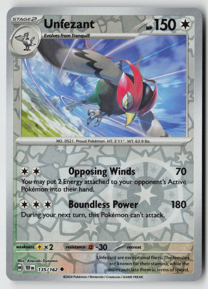 Unfezant 135/162 SV05: Temporal Forces Uncommon Reverse Holo NM Anesaki Dynamic