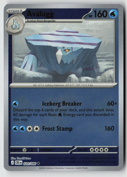 Avalugg 024/086 ME04: Chaos Rising Uncommon Reverse Holo NM Tomoki Sone