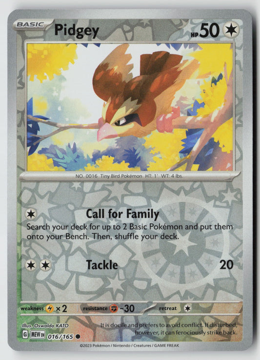 Pidgey 016/165 SV: Scarlet & Violet 151 Common Reverse Holo NM Oswaldo KATO