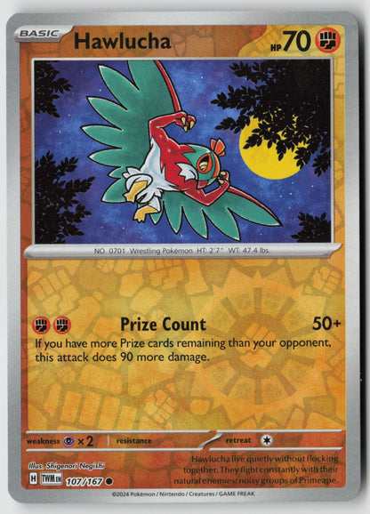 Hawlucha 107/167 SV06: Twilight Masquerade Common Reverse Holo NM