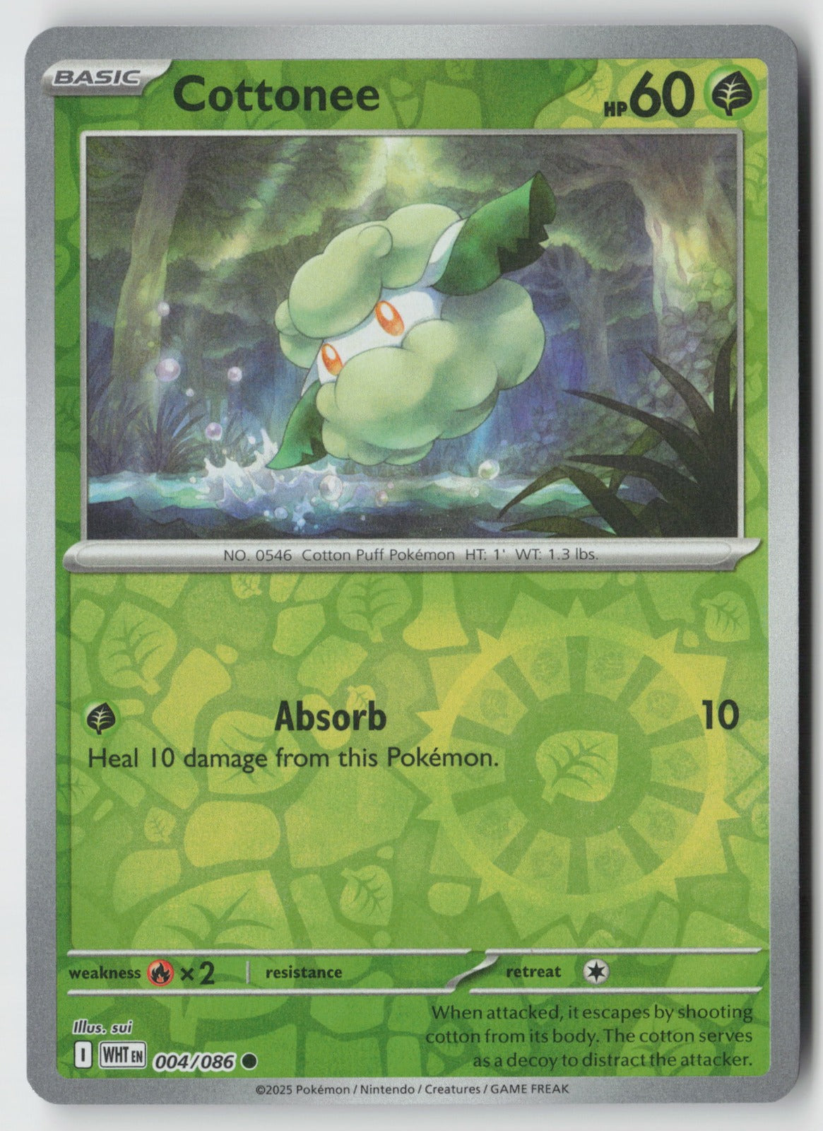Cottonee 004/086 SV: White Flare Common Reverse Holo NM sui