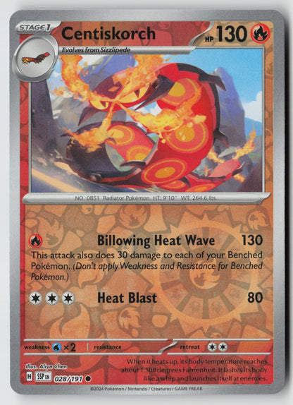 Centiskorch 028/191 SV08: Surging Sparks Common Reverse Holo NM Aliya Chen