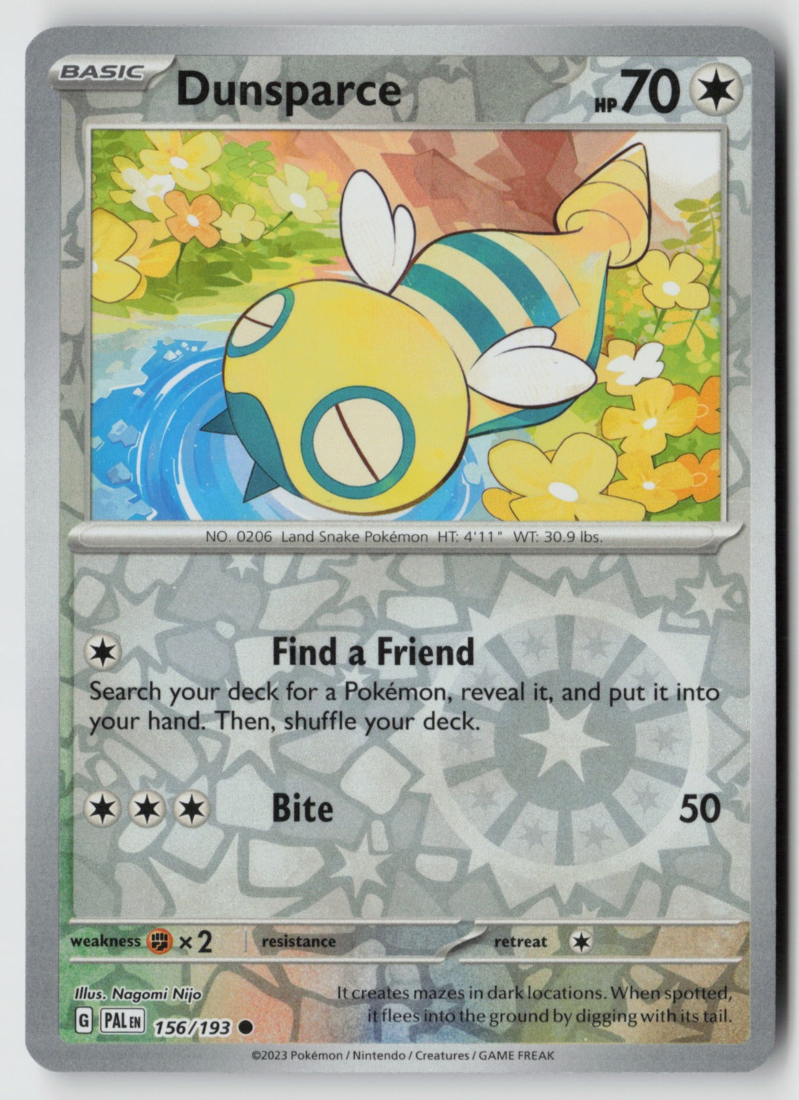 Dunsparce 156/193 SV02: Paldea Evolved Common Reverse Holo NM Nagomi Nijo