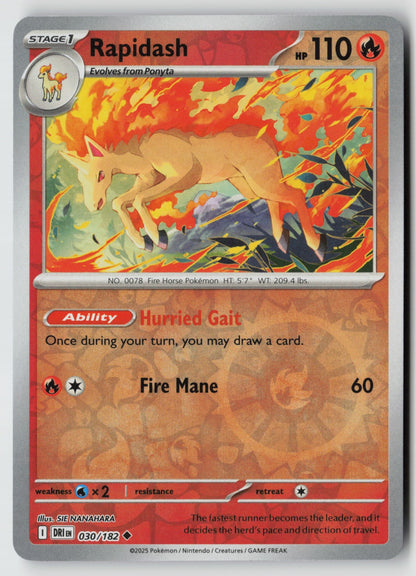 Rapidash 030/182 SV10: Destined Rivals Uncommon Reverse Holo NM SIE NANAHARA