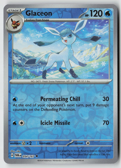 Glaceon 054/167 SV06: Twilight Masquerade Uncommon Reverse Holo NM rika