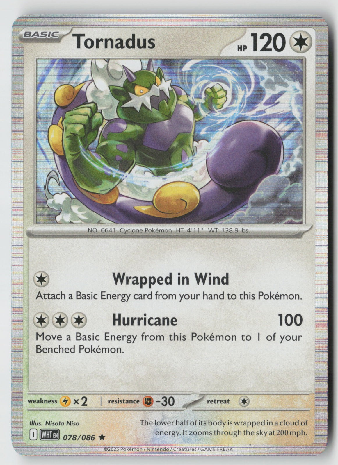 Tornadus 078/086 SV: White Flare Rare Holo NM Nisota Niso