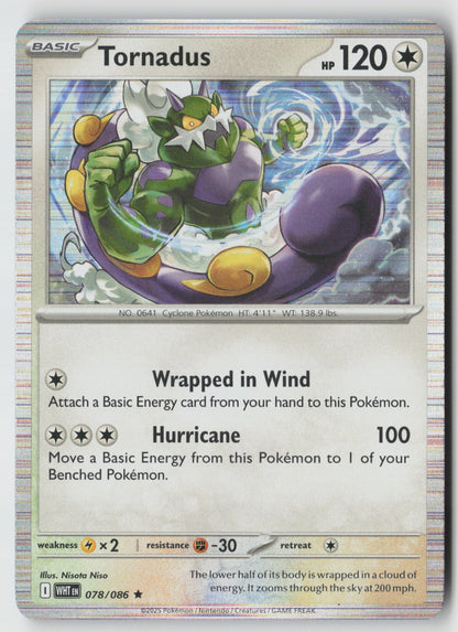 Tornadus 078/086 SV: White Flare Rare Holo NM Nisota Niso