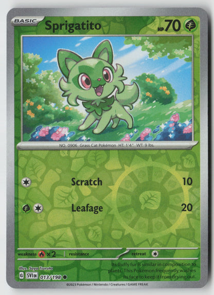 Sprigatito 013/198 SV01: Scarlet & Violet Base Set Common Reverse Holo NM Saya T