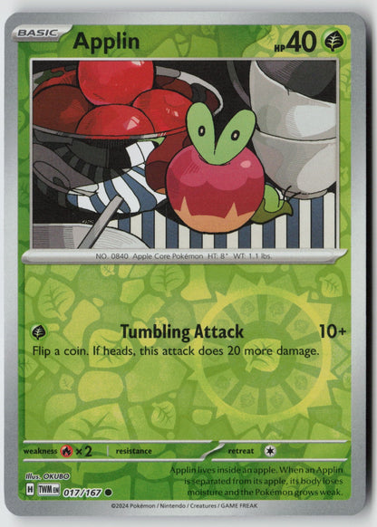 Applin 017/167 SV06: Twilight Masquerade Common Reverse Holo NM OKUBO