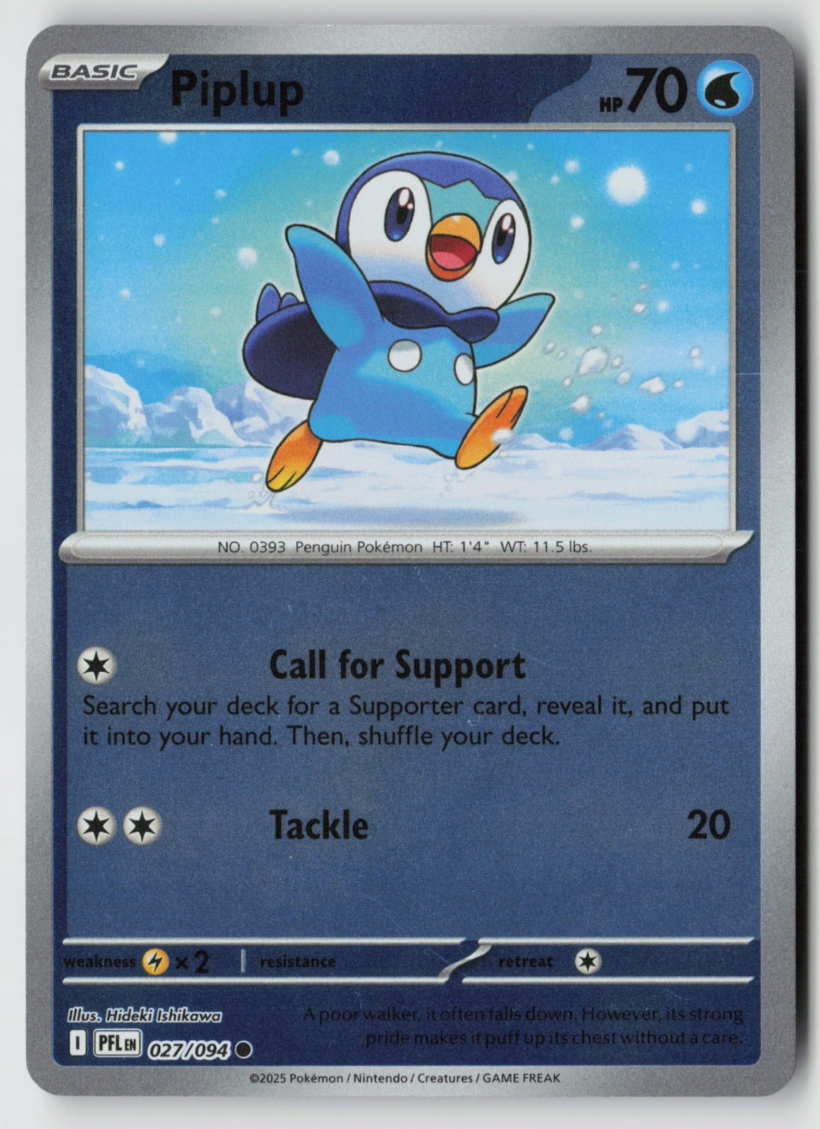 Piplup 027/094 ME02: Phantasmal Flames Common Reverse Holo NM Hideki Ishikawa