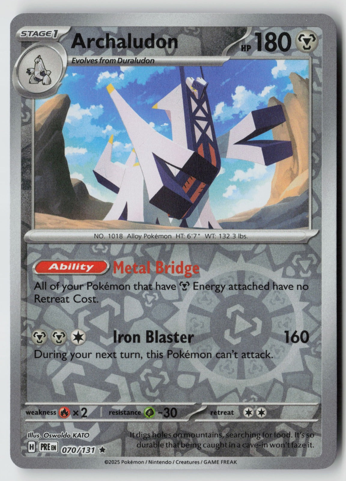 Archaludon 070/131 SV: Prismatic Evolutions Rare Reverse Holo NM Oswaldo KATO