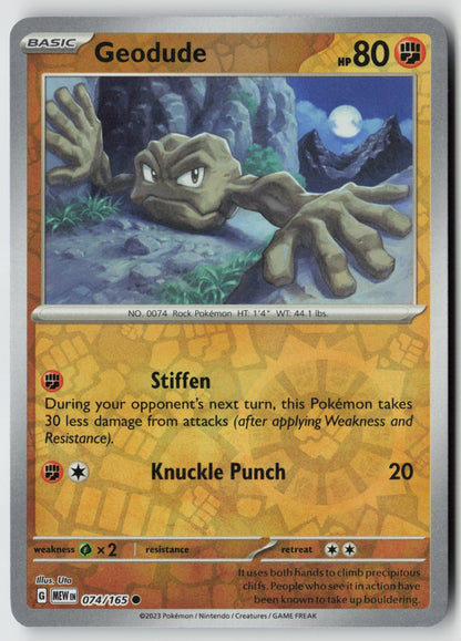 Geodude 074/165 SV: Scarlet & Violet 151 Common Reverse Holo NM Uta
