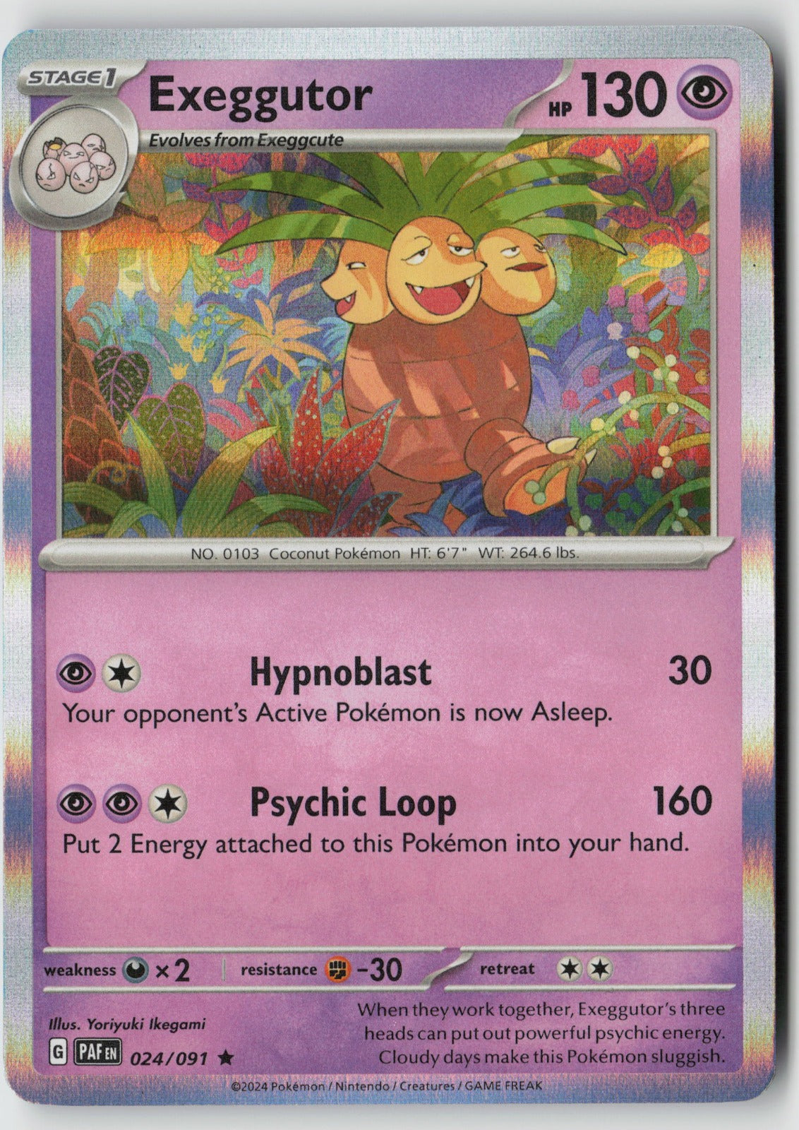 Exeggutor 024/091 SV: Paldean Fates Rare Holo NM Yoriyuki Ikegami