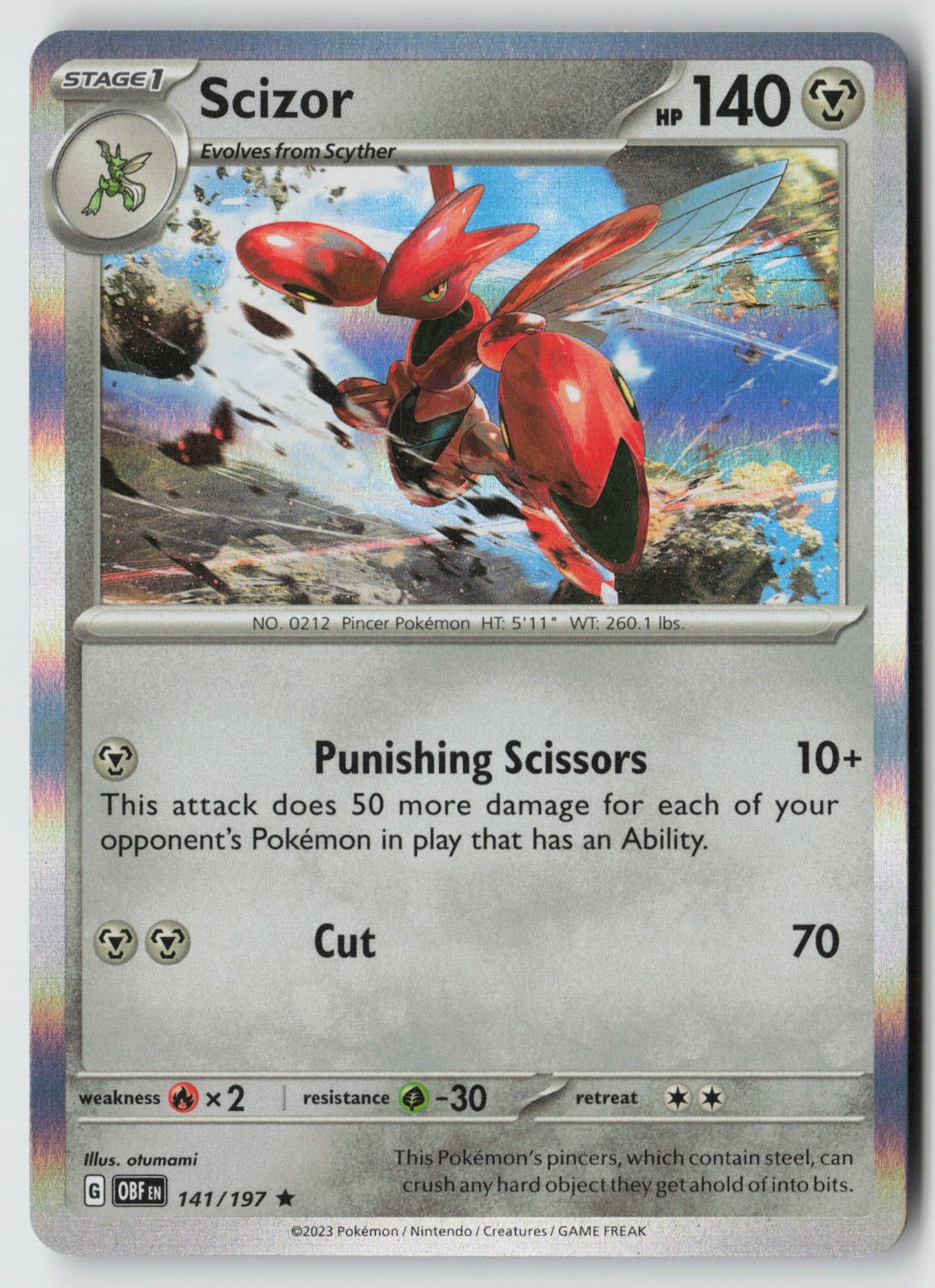 Scizor 141/197 SV03: Obsidian Flames Rare Holo NM otumami