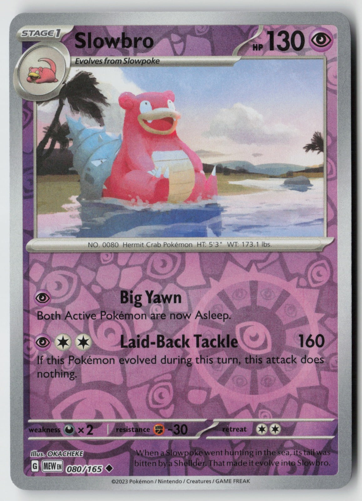Slowbro 080/165 SV: Scarlet & Violet 151 Uncommon Reverse Holo NM OKACHEKE