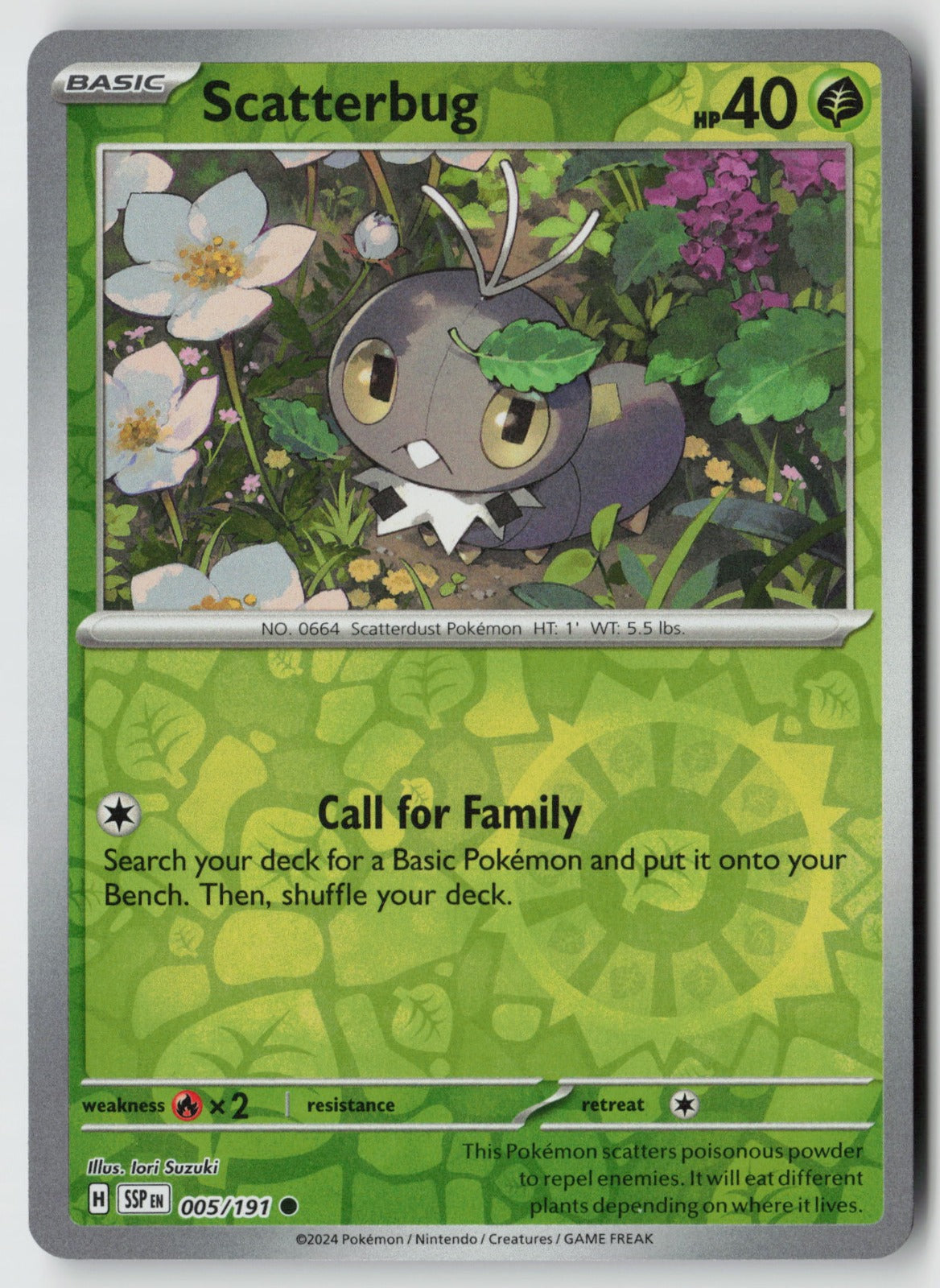 Scatterbug 005/191 SV08: Surging Sparks Common Reverse Holo NM Iori Suzuki