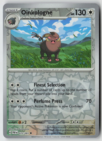 Oinkologne 072/091 SV: Paldean Fates Uncommon Reverse Holo NM Akira Komayama
