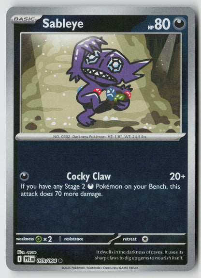 Sableye 059/094 ME02: Phantasmal Flames Common Reverse Holo NM osare