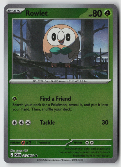 Rowlet 010/088 ME03: Perfect Order Common Reverse Holo NM Atsuya Uki