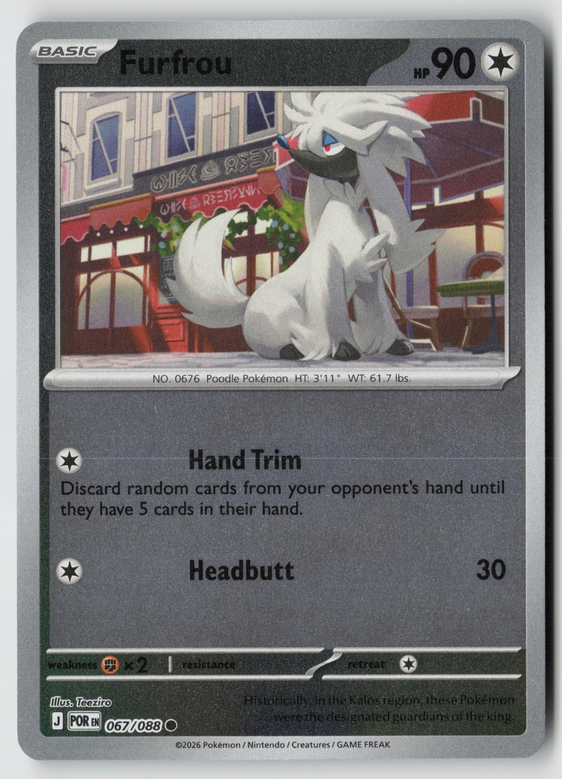Furfrou 067/088 ME03: Perfect Order Common Reverse Holo NM Teeziro