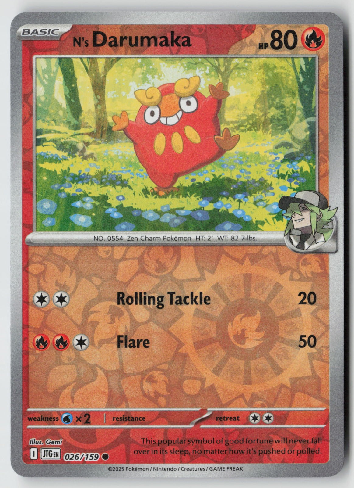 N's Darumaka 026/159 SV09: Journey Together Common Reverse Holo NM Gemi