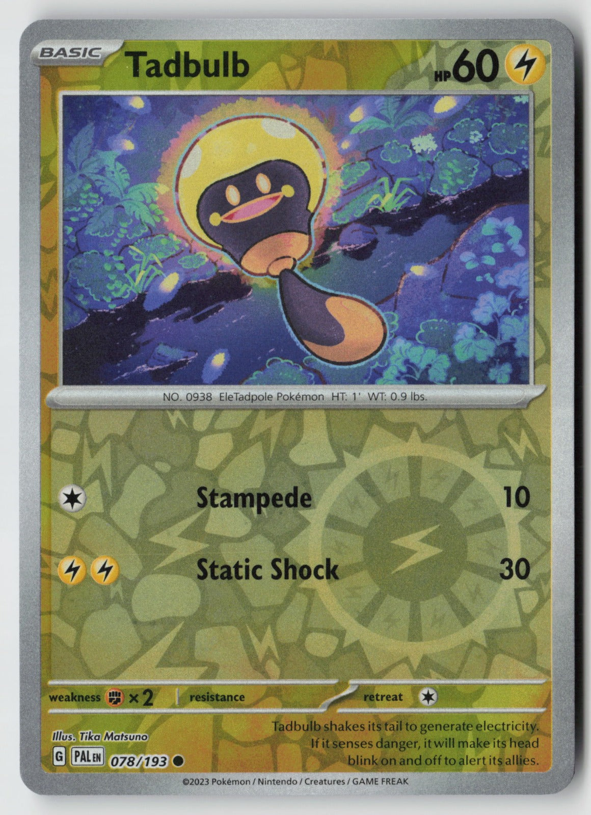Tadbulb 078/193 SV02: Paldea Evolved Common Reverse Holo NM Tika Matsuno