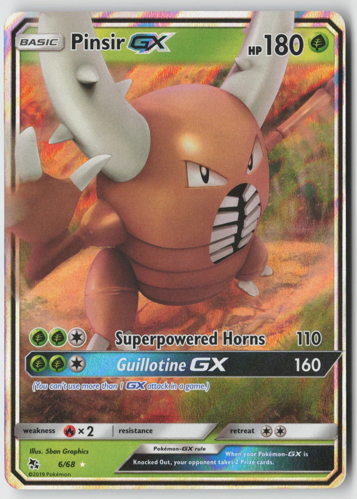 Pinsir GX 6/68 Hidden Fates Ultra Rare Holo NM 5ban Graphics
