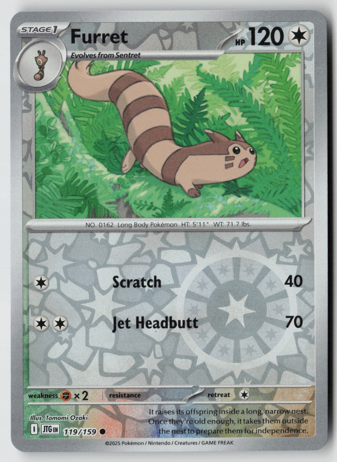 Furret 119/159 SV09: Journey Together Common Reverse Holo NM Tomomi Ozaki