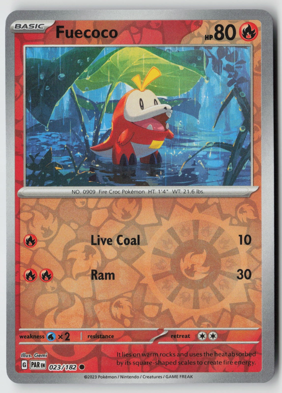 Fuecoco 023/182 SV04: Paradox Rift Common Reverse Holo NM Gemi